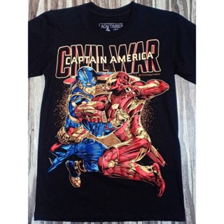 BT72 CIVIL WAR IRON MAN VS CAPTAIN AMERICA MARVEL HERO BLACK TIMBER HIGH QUALITY SILK SCREEN COLLECTABLE COTTON T-S_04