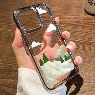 เคสโทรศัพท์มือถือ ซิลิโคน TPU นิ่ม ใส กันกระแทก ลายก้อนเมฆสีขาว สีดํา สําหรับ IPhone 14 11 13 12 Pro XS Max X XR 7 8 6S Plus