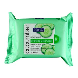 Beauty Formulas Cool Moist Cucumber Cleansing Facial Wieps 30pcs.