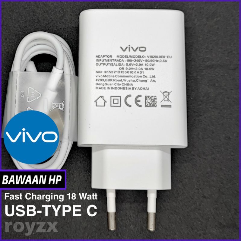 เครื่องชาร์จ CAS VIVO Y21 Y75 Y21T FAST CHARGING TYPE C ต้นฉบับมือสองโดย HP