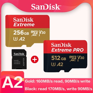 Sandisk Extreme PRO การ์ด Micro SD 128GB 64GB 256GB 400GB 512G 1TB A2 UHS-I V30 170MB/s 32GB A1 สําหรับโดรน กีฬา