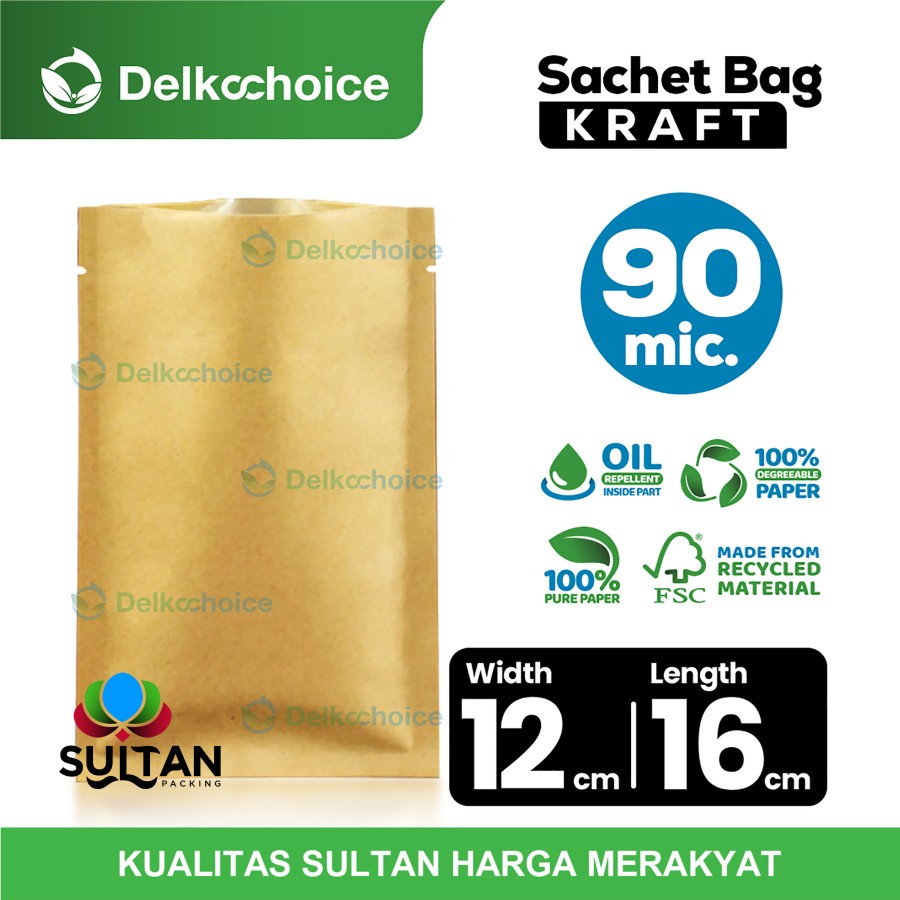 KRAFT SACHET PACKAGING NON ZIPLOCK 12x16 DELKOCHOICE