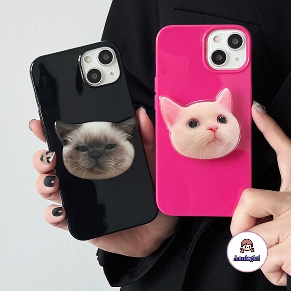 เคสโทรศัพท์มือถือ TPU นิ่ม ปิดด้านหลัง กันกระแทก กันรอยขีดข่วน ลายแมวน่ารัก 3D เรียบง่าย สําหรับ IPhone 11 14 Pro Max 12 13 Pro Max