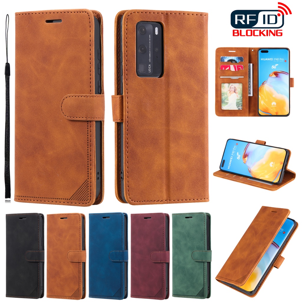 เคส Case for Huawei P20 P30 P40 Pro Nova 7i 3e 4e Honor 9 10 20 Lite เคสโทรศัพท์หนัง TPU นิ่ม ฝาพับ พร้อมช่องใส่บัตร และสายคล้อง สําหรับ Leather Flip Cover Wallet Mobile Phone Casing เคสฝาพับ ซองมือถือ