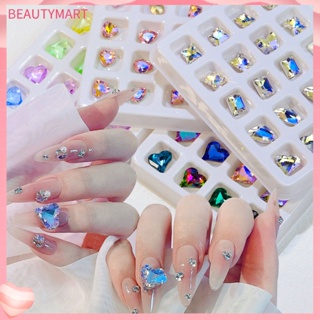 [beautymart] เครื่องประดับเล็บพลาสติก รูปหัวใจ 3D กันจางหาย สําหรับตกแต่งเล็บ 20 ชิ้น