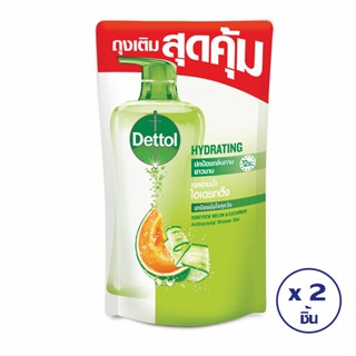 [ส่งฟรี ทั้งหมด 2 ชิ้น] DETTOL เดทตอล เจลอาบน้ำ สูตรไฮเดรทติ้ง ถุงเติม 400 มล. X 2