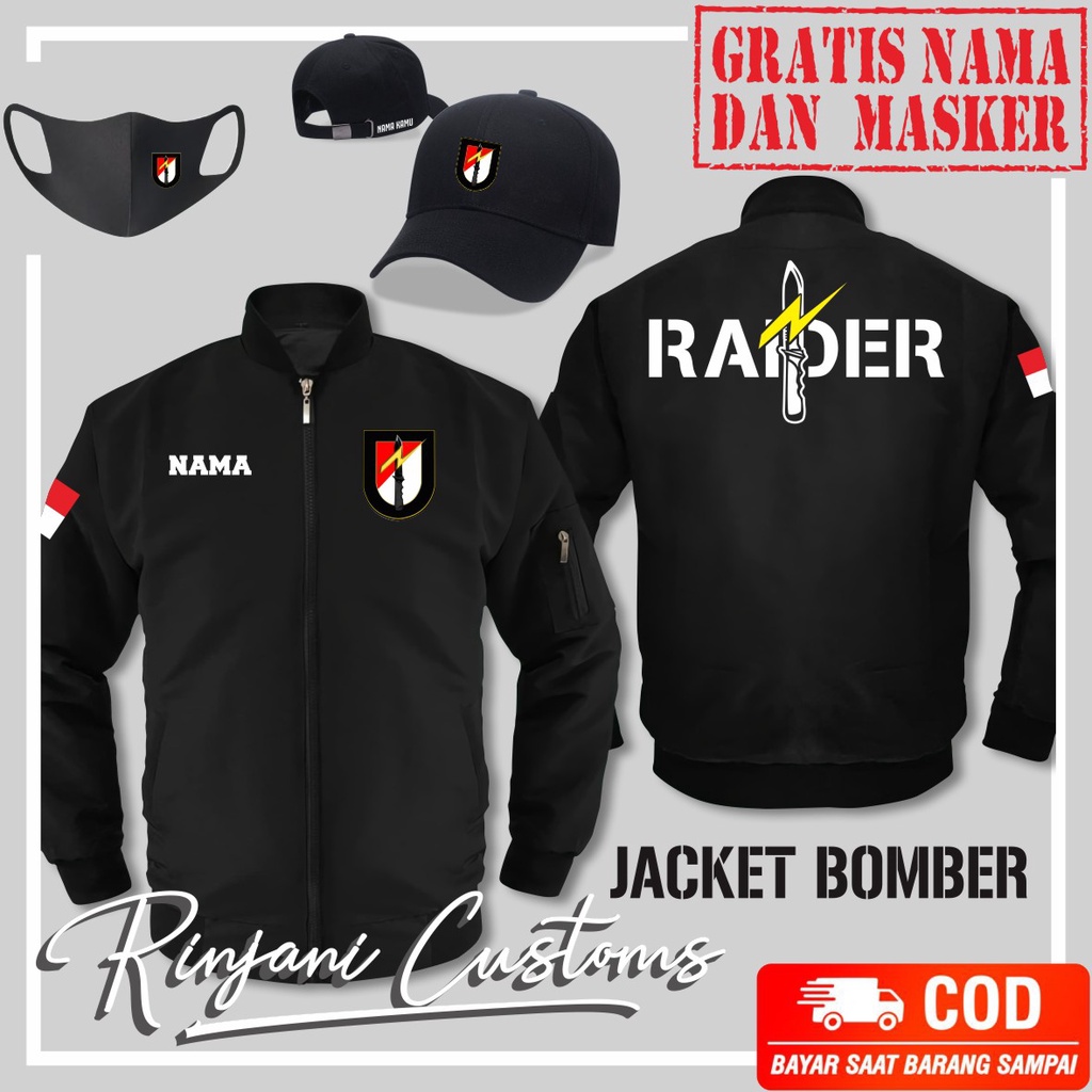 TNI-AD WATERPROOF RIDER BOMBER JACKET, ฟรีหน้ากากและ NAME/TNI BOMBER JACKET/RIDER JACKET