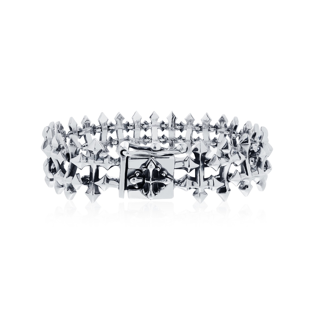 the Glory Cross Army bracelet สร้อยข้อมือเงินแท้925 ขัดเงาพิเศษพร้อมลงดำขับลาย เพิ่มความศักดิ์สิทธิ์อัดแน่นมาเป็นกองทัพ