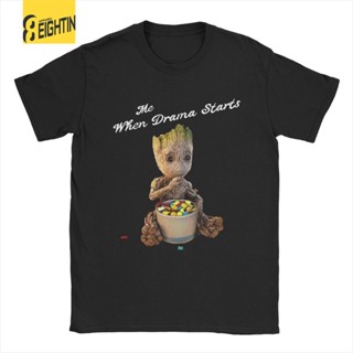 Me When Drama Groot MenS T Shirt Marvel Funny Unisex Tee Shirt Short Sleeve Crewneck T-Sh_04