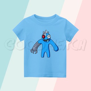 เสื้อยืด พิมพ์ลายหุ่นยนต์ CYBORG BLUE RAINBOW FRIENDS สีฟ้า สําหรับเด็ก