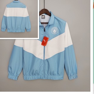 เสื้อแจ็กเก็ต Manchester City 21 22 สีฟ้า และสีขาว