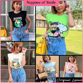 ลิขสิทธิ์แท้ Snoopy เสื้อแขนกุดเสริมไหล่ ผ้าคอทตอนเกรดพรีเมี่ยม เสื้อแขนกุดผู้หญิง เสื้อแขนกุดเสริมบ่า เสื้อแขนกุดเกาหลี