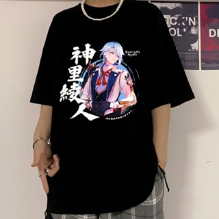 Kamisato Ayato Tshirt Genshin Impact Game Printing T-shirt Mens Japanese 100% Cotton T shirt_03