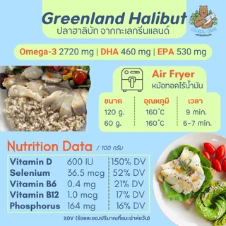 ปลาฮาลิบัท กรีนแลนด์ ปลาแช่แข็ง 120g | Alaska King ปลาทะเลธรรมชาติ Greenland Halibut เนื้อนุ่ม สด