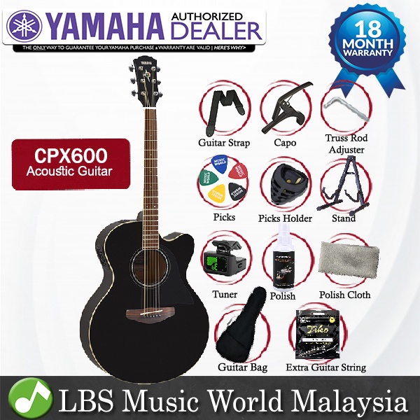 Yamaha CPX600 42" Medium Jumbo Spruce Top Acoustic Electric Guitar With Pickup - Black (CPX 600)