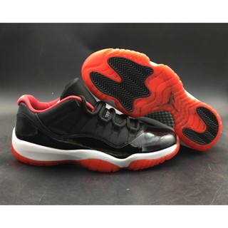 J00p Air Jordan Air Jordan 11 Low Bred รองเท้าผ้าใบลําลอง สีแดง สีขาว d1204