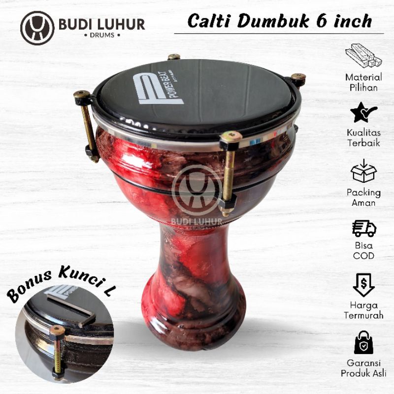 Merah Calti Darbuka ของเล่นเด็กสีหินอ่อนสีแดงขนาดเด็ก 6 นิ้วคุณภาพดีที่สุดปลอดภัยบรรจุ