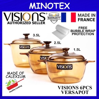 Visions 1.5L/2.5L/3.5L 6pcs Covered Casserole Versapot Set / Periuk Masak Cookpot/Periuk Kaca/Glass Casserole