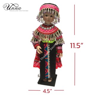 ตุ๊กตาชาวเขา ชนเผ่าม้ง งานแฮนเมด ของฝาก ของขวัญ ของที่ระลึกไทย สูง 11.5“ Hmong handmade doll OOAK