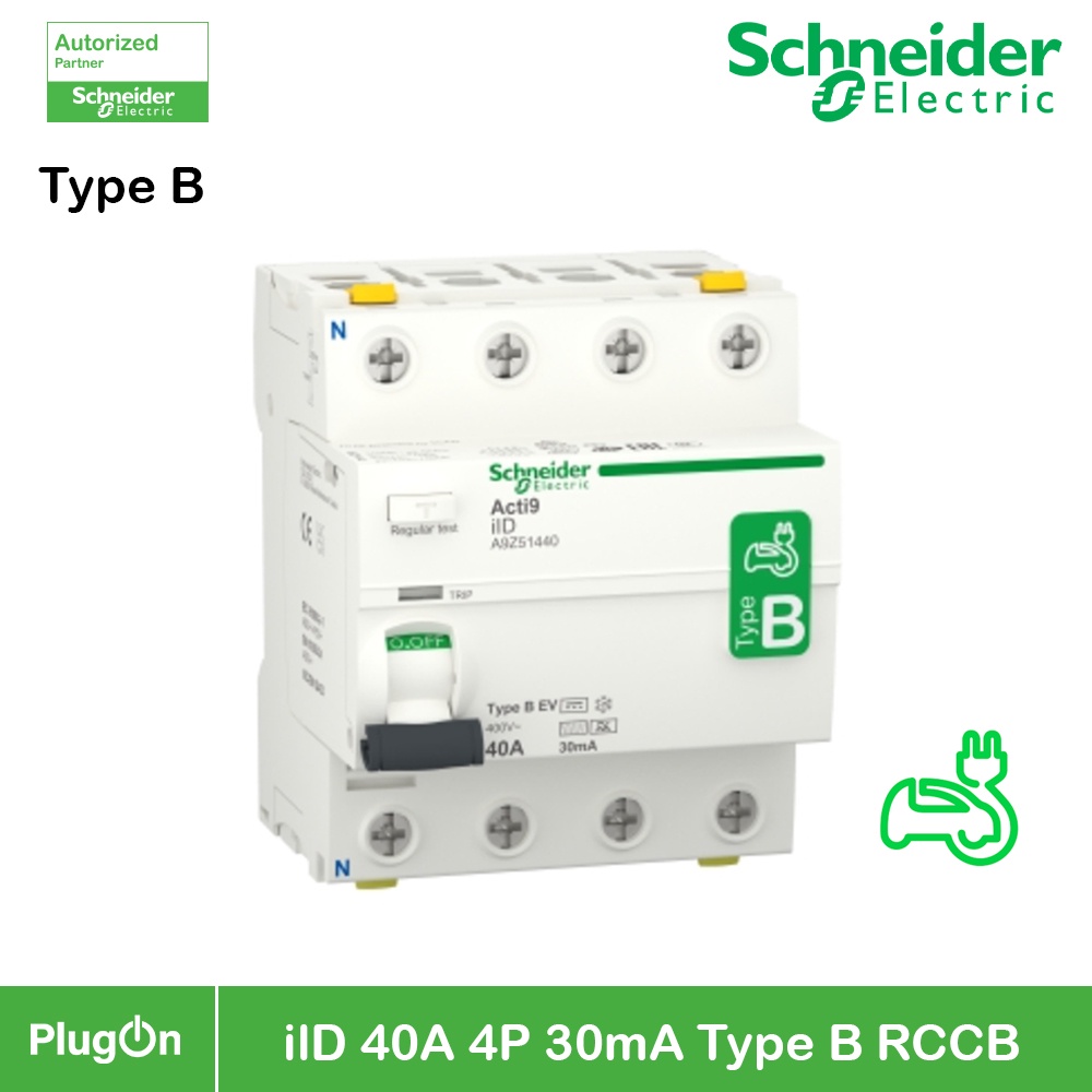Schneider A9Z51440 EV Charger  Residual Current Breaker,Acti9 ilD 4P 40A 30mA Type ,RCCB