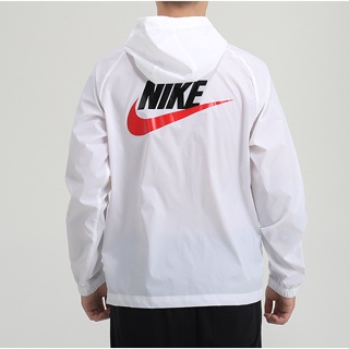 Nike เสื้อแจ็กเก็ตกีฬาลําลอง มีฮู้ด แบบบาง มีซิป สําหรับผู้ชาย CZ8677