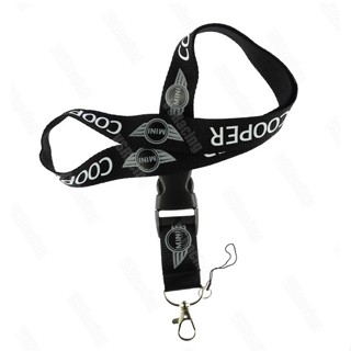 สายห้อยคอ นามบัตร์ โทรศัพท์ ตกแต่ง ลาย มินิคูเปอร์  ดำ black mini cooper car logo landyard key