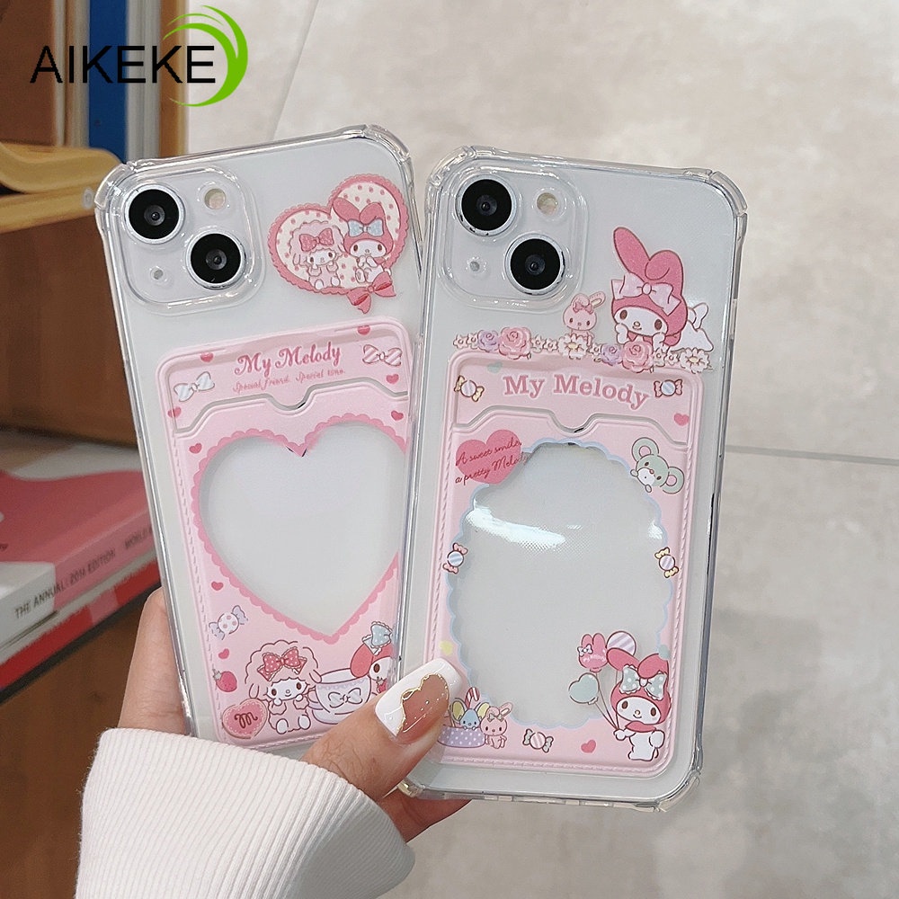 เคสโทรศัพท์มือถือแบบนิ่ม TPU ใส ลายการ์ตูนเมโลดี้ พร้อมช่องใส่บัตร สําหรับ iphone 14 Plus 13 12 11 Pro Max X XR Xs Max 7 8 Plus