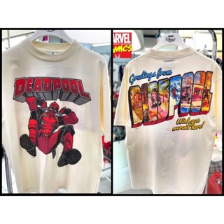 เสื้อMarvelลิขสิทธิ์_ลายDeadPool.สีขาว(ป้ายHiptrackสีเฟด)HP-014
