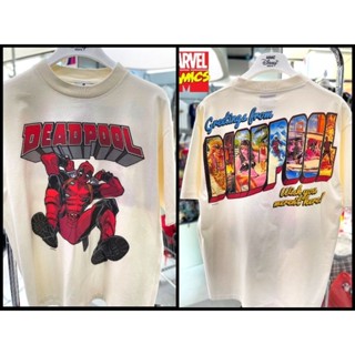 เสื้อMarvelลิขสิทธิ์_ลายDeadPool.สีขาว(ป้ายHiptrackสีเฟด)HP-014