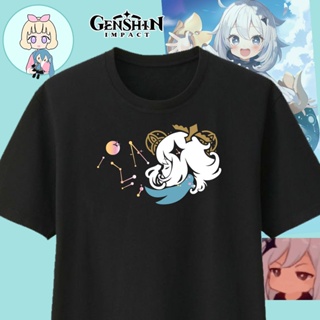 Genshin Impact Paimon Casual T-Shirt For Men Women Unisex Short Sleeve Round Neck Printed White Black Wear_03