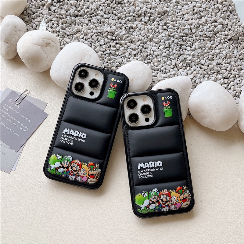 คลังสินค้าพร้อมmario Super FlowersIPhone CaseสําหรับIPhone 16 Pro Max 11 12 13 14 15 Pro Maxเกมการ์ตูนผ้าฝ้ายที่เต็มไปด้วยลงแจ็คเก็ต3Dปักเป้าฝาครอบโทรศัพท์นุ่มปลอก