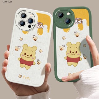 OPPO A15 A15S A7 A5S A12 A17 A17K A9 A5 A31 A12E A98 A53 A33 A74 A92 A52 2020 4G เคสออปโป้ สำหรับ Case Leather Cartoon Winnie the Bee เคส เคสโทรศัพท์ เคสมือถือ Case Back Cover Shockproof Casing