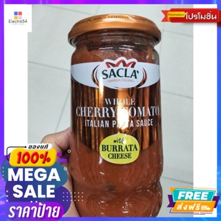 Sacla Whole Cherry Tomato Italian  Pasta Sauce ซอสพาสต้าผสมบูราต้าชีส 350 กรัม ราคาโดนใจ