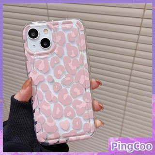 PingCoo - Case For iPhone 14 13 12 11 Plus Pro Max XR TPU Soft Jelly Airbag Case Pink Leopard Print Camera Protection Shockproof Back Cover