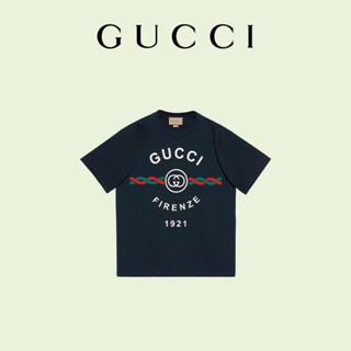 เสื้อยืด ผ้าฝ้าย พิมพ์ลาย Gucci Gucci สําหรับผู้ชาย และผู้หญิง