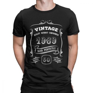 Sanc6 {พร้อมส่ง} เสื้อยืดแขนสั้นลําลอง ผ้าฝ้าย 100% พิมพ์ลาย Vintage 1969 50 Years Old 50Th Novelty ของขวัญวันเกิด สําหร