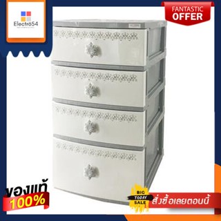 ตู้ลิ้นชักอเนกประสงค์ 4 ชั้น Elsa KASSA HOME รุ่น MDN-C9E ขนาด 56 ซม. สีขาว - เทาMultipurpose Drawer 4 Tier Elsa  MDN-C9