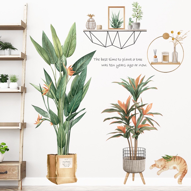 สติ๊กเกอร์ลายดอกไม้ สติกเกอร์ต้นไม้ สติกเกอร์แต่งผนัง วอลเปเปอร์ wallpaper sticker แต่งบ้าน M01108