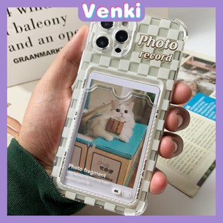 VENKI - เคสไอโฟน11 เคส สำหรับ iPhone 14 Pro Max Card Holder Clear ปกหลังการ์ด Storage Checkerboard กล้องป้องกันกันกระแทกสำหรับ iPhone 14 13 12 11 Plus Pro Max 7 Plus X XR