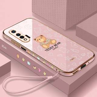 เคสโทรศัพท์มือถือ ขอบตรง ลายตุ๊กตาหมีน่ารัก พร้อมสายคล้อง สําหรับ vivo y17 y15 y12 y12i y11 y19 y73s