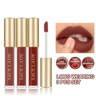 3PC/Set SACE LADY Liquid Lipstick Matte Velvet Lip Gloss Long-lasting Liquid Lipstick Cosmetic Beauty Waterproof Non-stick Cup