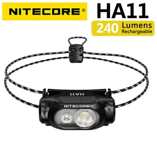 Nitecore HA11 ไฟหน้า 240 Lumens 36 กรัม แบตเตอรี่ AA อัลคาไลน์ สําหรับวิ่งกลางคืน ตกปลา เดินป่า ถนน