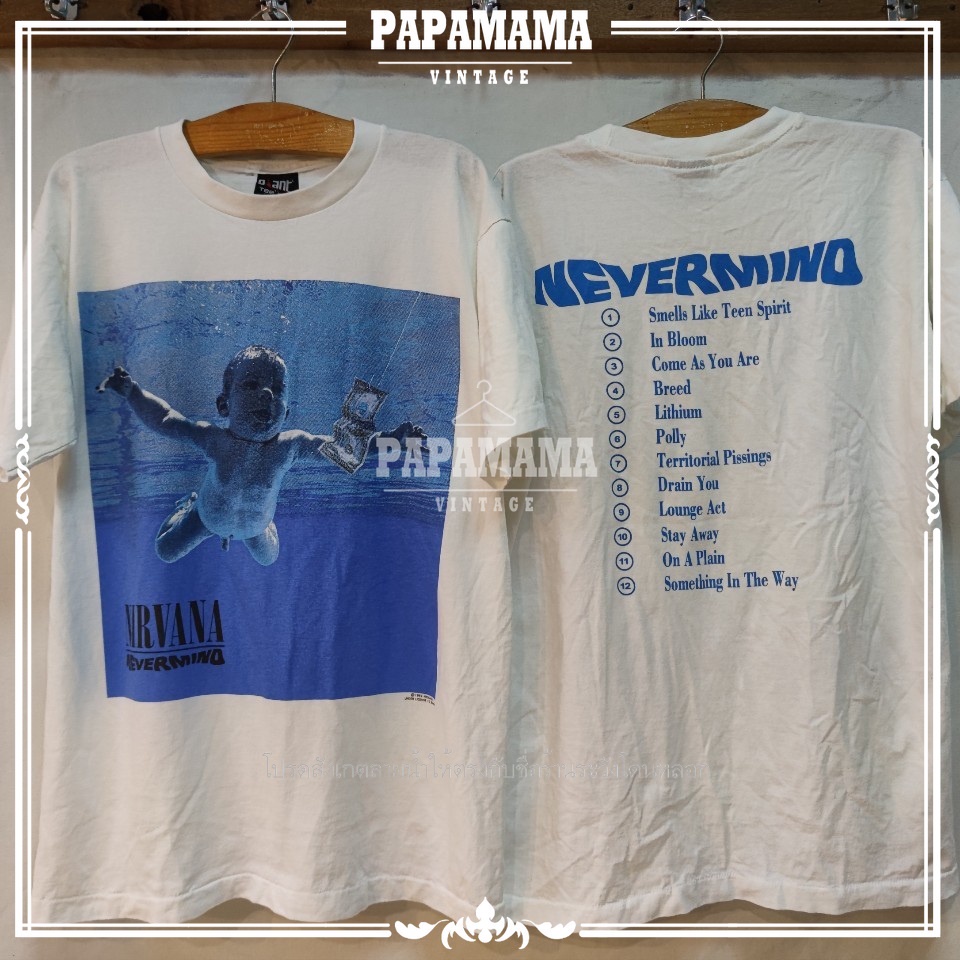 [ NIRVANA ]NEVERMIND Album   @1992 เด็กเก็บแบงค์  วินเทจ  เสื้อวง เนอร์วาน่า vintage papamama vintag