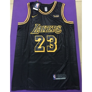 เสื้อกีฬาบาสเก็ตบอล ปักลาย Los Angeles Lakers 23 LeBron James สําหรับผู้ชาย มีสีดํา สีทอง