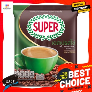 Super Coffee(ซุปเปอร์คอฟฟี่) ซุปเปอร์ กาแฟปรุงสำเร็จชนิดผง 3 อิน 1 เอสเปรสโซ่ 20 ก. แพ็ค 25 ซอง Super Instant Coffee Pow