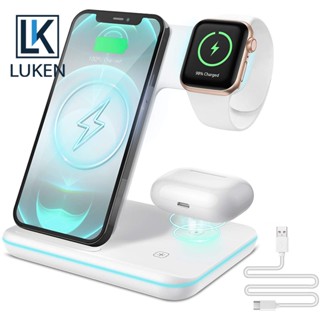 Luken 3 in 1 แท่นชาร์จไร้สาย สําหรับ iP 14 13 12 11 XS XR X 8 20W App Watch 7 6 AirP Pro Watch