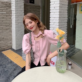 พร้อมส่ง 🌷 Pinkrose top เสื้อแขนสั้นสีชมพูน่ารัก (34370)