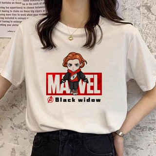 Marvel Graphics Womens T-shirt, Harajuku Womens T-shirt, Black Hero Widow Print, Ulzzang Fresh T-shirt, Neutral C_04