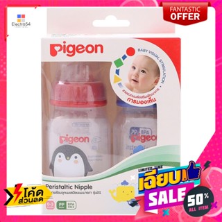 พีเจ้น ขวดนม พร้อมจุกนมมินิ เพอร์ริสทัลทิค ขนาด 4 ออนซ์ แพ็ค 2 Pigeon feeding bottle with mini teat Pe