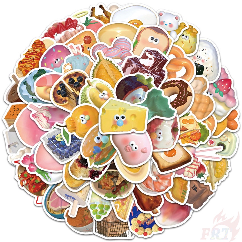60Pcs/Set ❉ Funny Delicious Food Emoji Series 01 Stickers ❉ DIY Fashion Waterproof Decals Stickers